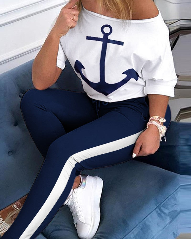 Damen Oversize T-Shirt mit Anker-Druck Heidi-Mode