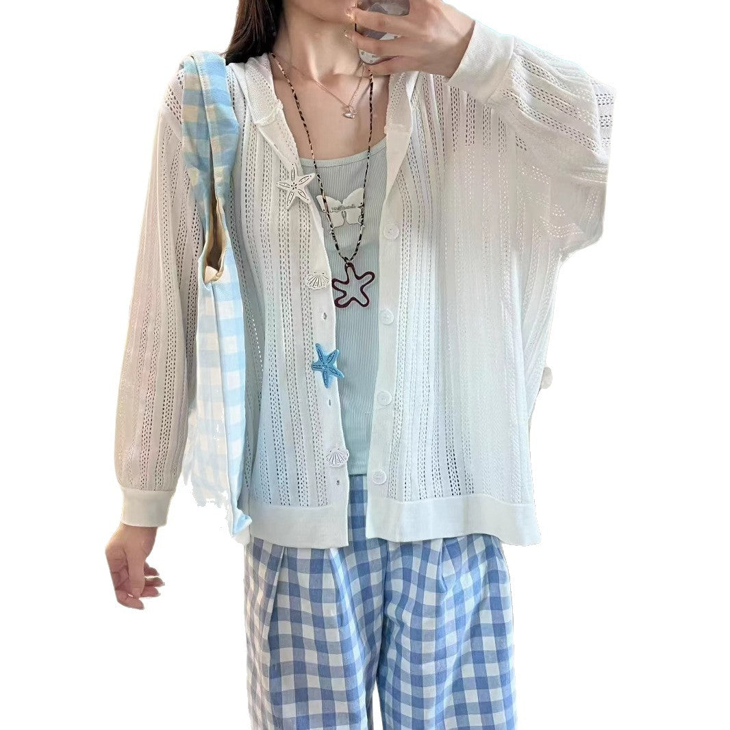 Damen Strickjacke mit luftiger Lochmusterung und praktischen Taschen Heidi-Mode