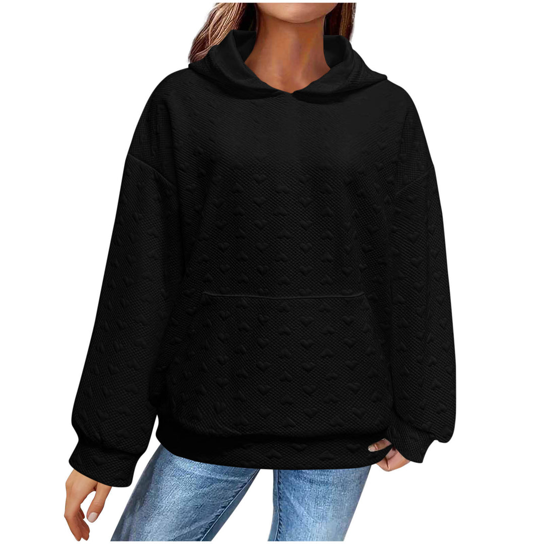 Damen Kapuzenpullover mit strukturiertem Herzmuster Heidi-Mode