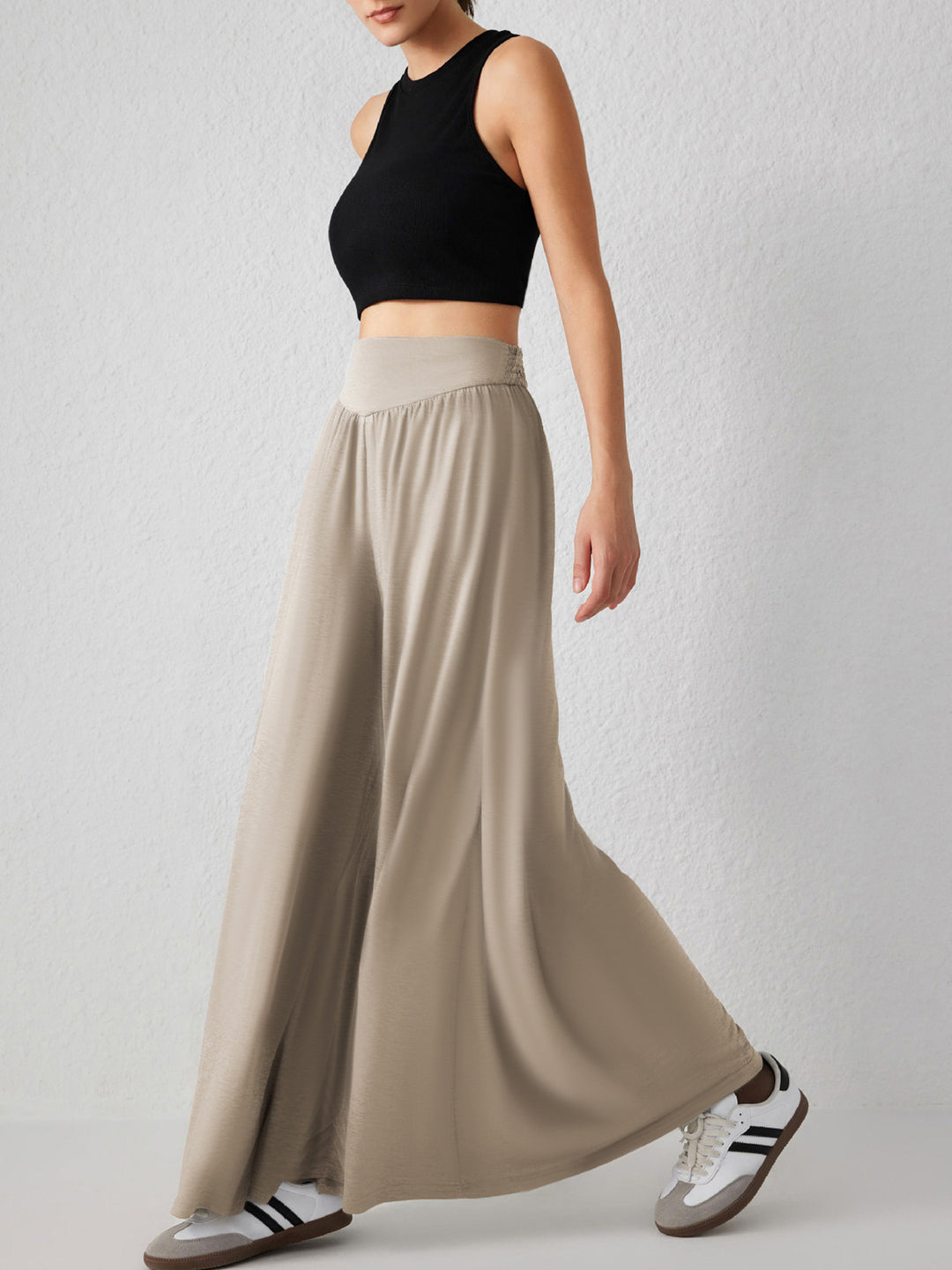 Damen weite Jersey-Hose mit hohem Bund Heidi-Mode