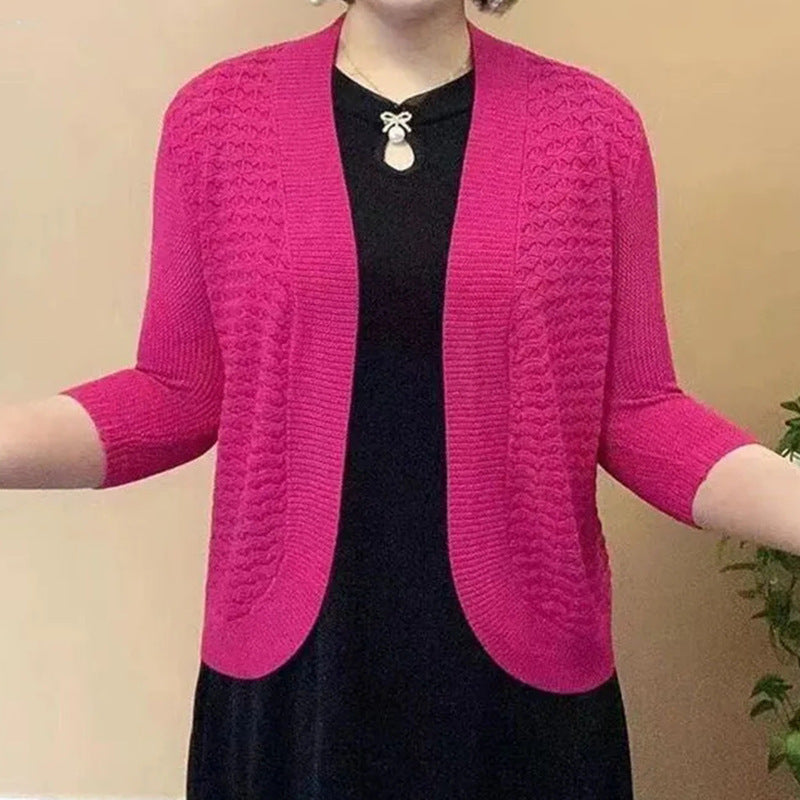 Damen Strickjacke mit 3/4-Ärmeln und strukturiertem Muster Heidi-Mode