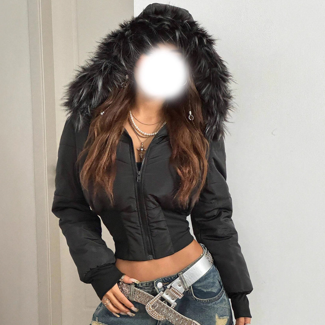 Damen kuschelige Kapuzenjacke mit abnehmbarem Kunstfell Heidi-Mode