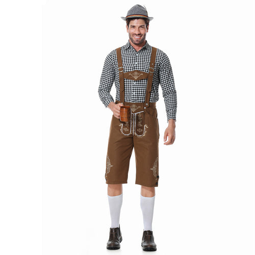 Herren Trachtenkurzanzug mit kunstvollen Stickereien und verstellbaren Hosenträgern Heidi