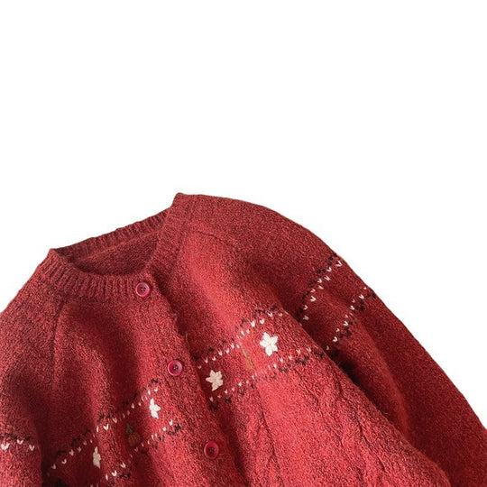 Damen Strickjacke mit floralen Applikationen und bequemen Knöpfen Heidi-Mode