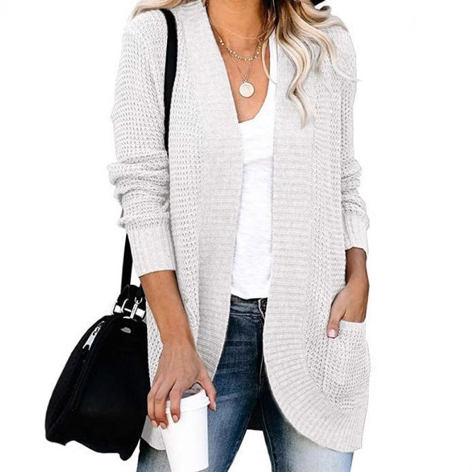 Damen Strickcardigan mit praktischen Taschen und luftiger Struktur Heidi-Mode