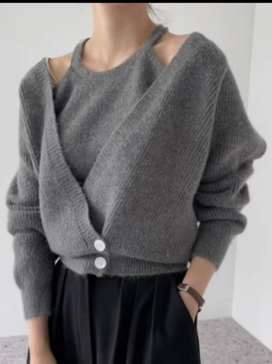 Damen Strickjacke mit offenem Schnitt und Rippstruktur Heidi-Mode