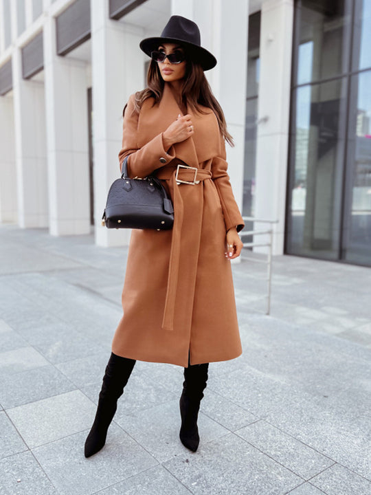 Damen eleganter Trenchcoat mit Gürtel und hochwertiger Verarbeitung Heidi-Mode