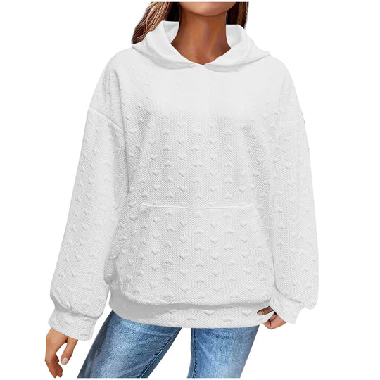Damen Kapuzenpullover mit strukturiertem Herzmuster Heidi-Mode