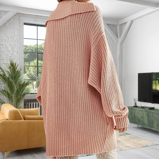 Damen Strickjacke mit Kapuze und großen Taschen Heidi-Mode