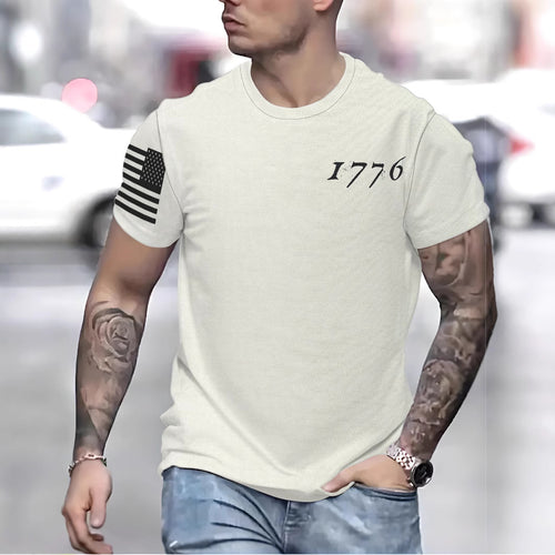 Herren T-Shirt mit amerikanischem Flaggenmotiv und einzigartigem Jahreszahlendesign Heidi-Mode