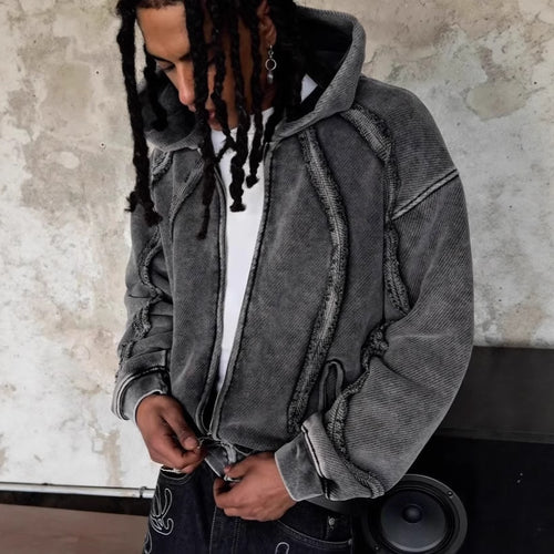 Herren Urbaner Kapuzenpullover aus strukturiertem Material Heidi-Mode