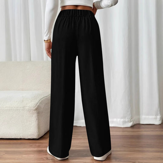 Damen Elegante weite Hose mit dekorativen Knopfdetails Heidi-Mode