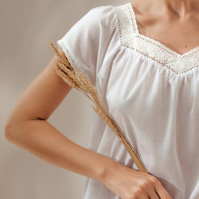 Damen Nachthemd mit feinen Spitzenverzierungen Heidi-Mode