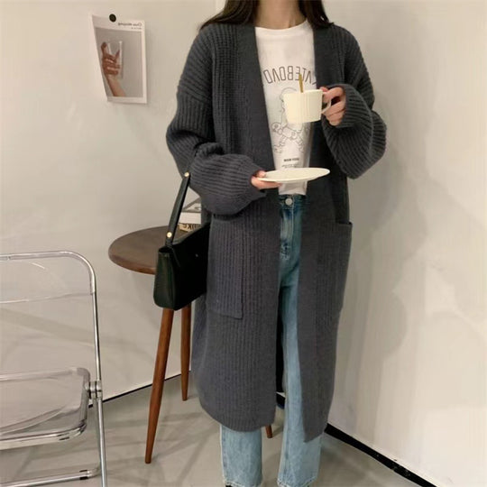 Damen Strickcardigan mit lockerer Silhouette und tiefen Taschen Heidi-Mode