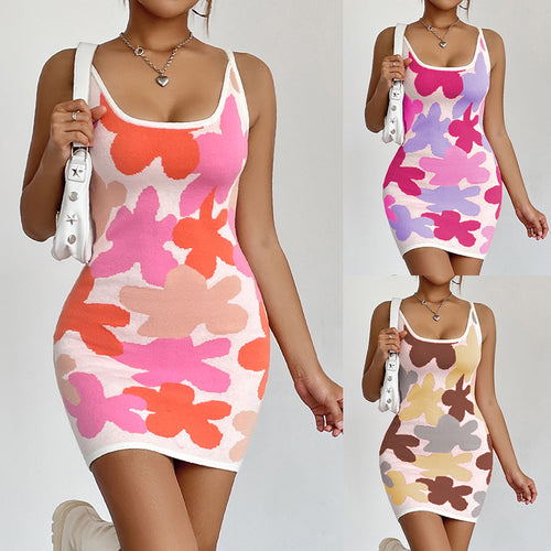 Damen figurbetontes Minikleid mit floralem Print und herausragendem Stretch Heidi-Mode