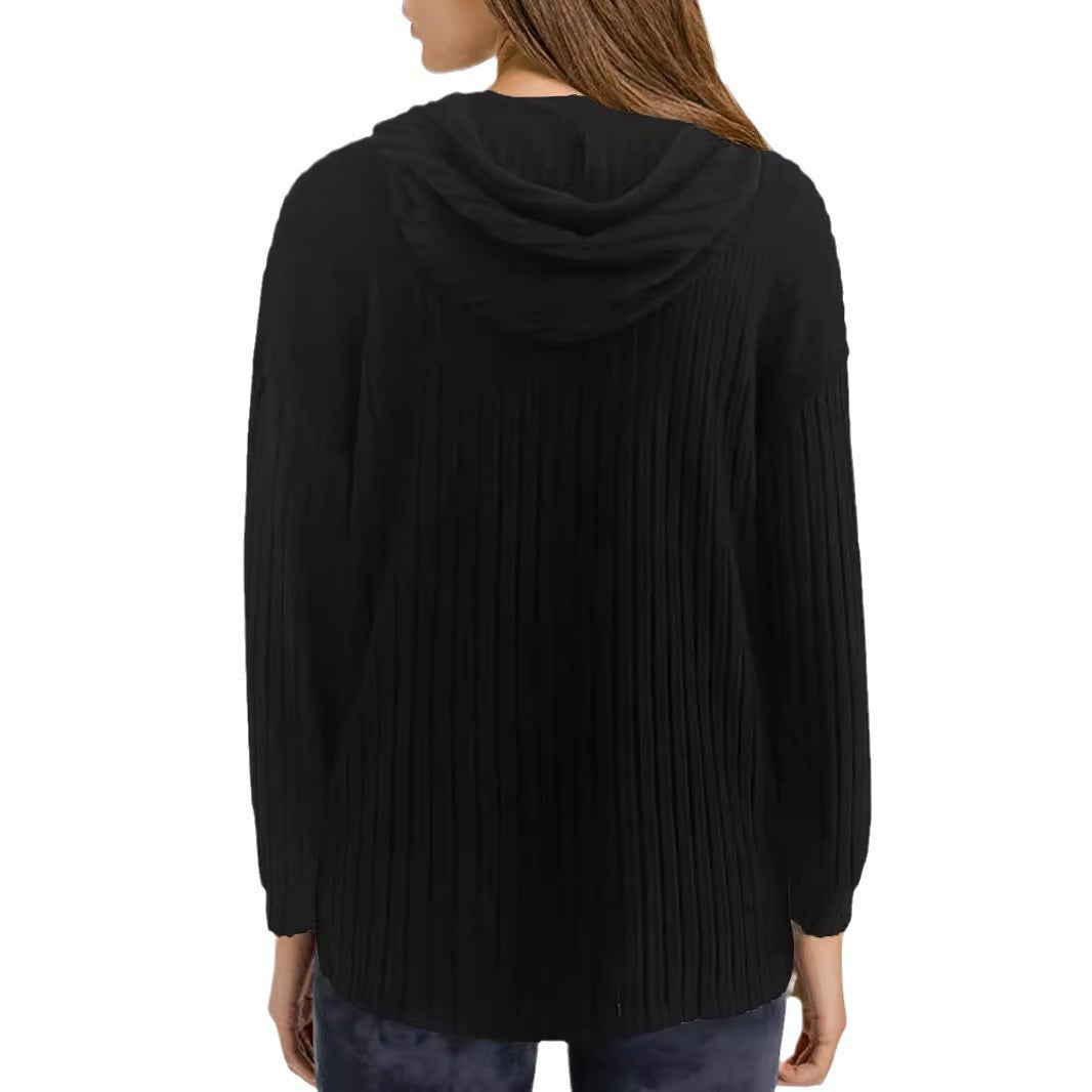 Damen Kapuzenpullover mit Rippstruktur Heidi-Mode