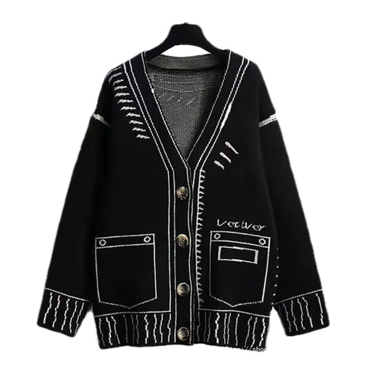 Damen Strickjacke mit kreativem Design und hochwertigen Knöpfen Heidi-Mode
