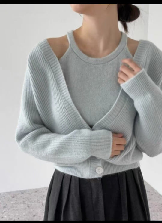 Damen Strickjacke mit offenem Schnitt und Rippstruktur Heidi-Mode