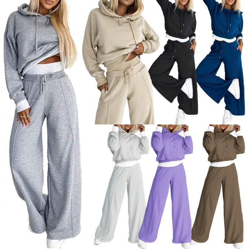 Damen Sportliches Lounge-Set mit weitem Schnitt und Kapuze Heidi-Mode