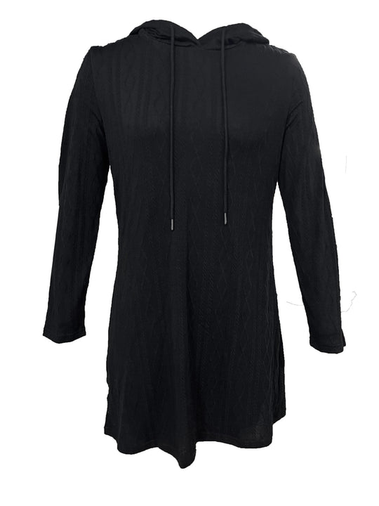 Damen Kapuzenkleid mit strukturiertem Strickmuster und lässigem Schnitt Heidi-Mode