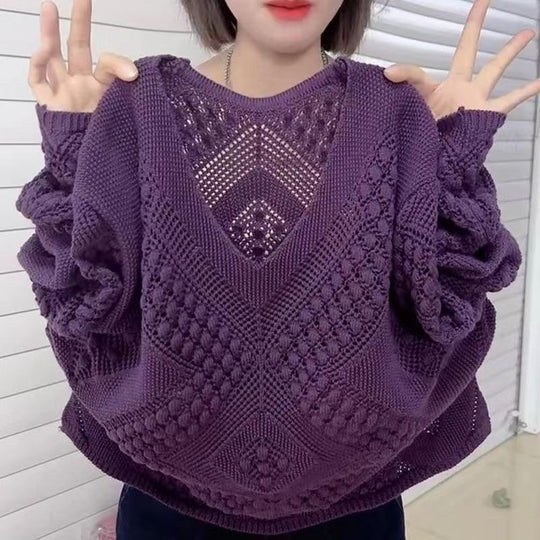 Damen Pullover mit V-Ausschnitt und modernem Strukturmuster Heidi-Mode