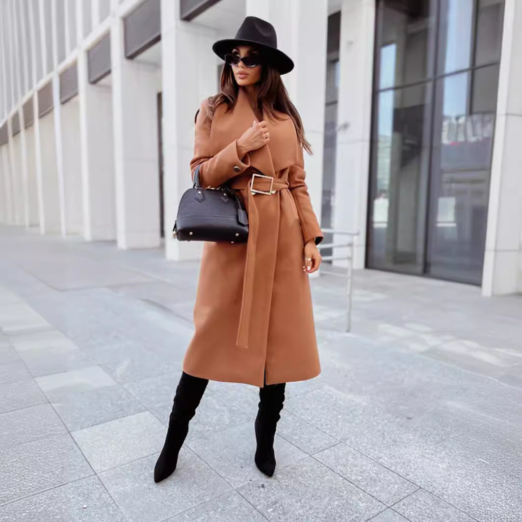Damen eleganter Trenchcoat mit Gürtel und hochwertiger Verarbeitung Heidi-Mode