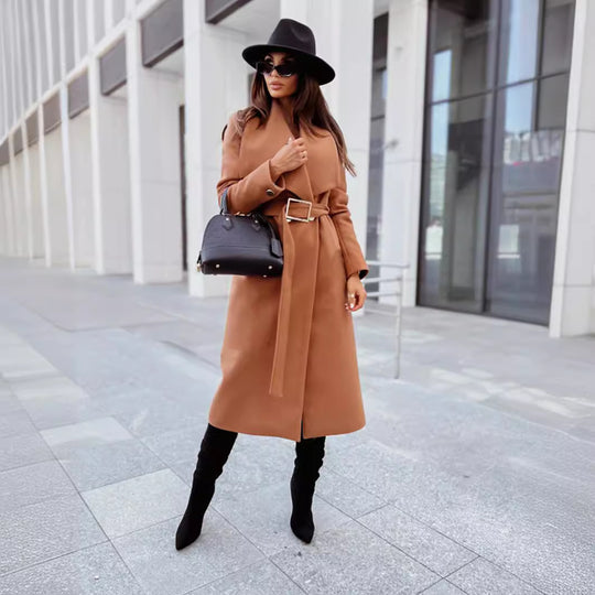 Damen eleganter Trenchcoat mit Gürtel und hochwertiger Verarbeitung Heidi-Mode
