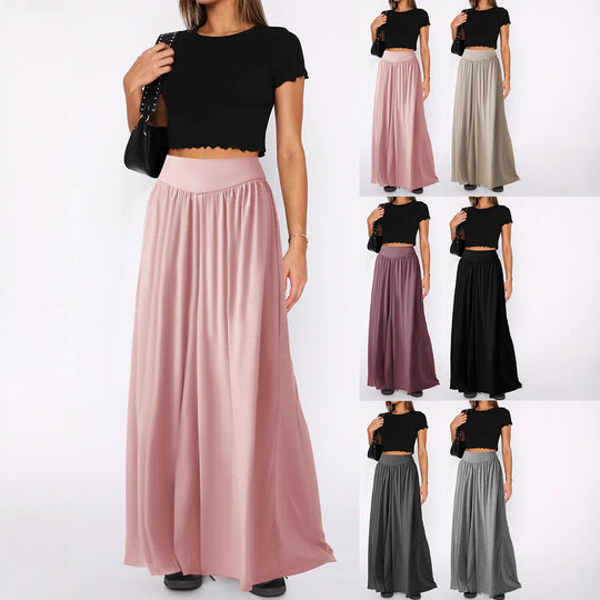 Damen weite Jersey-Hose mit hohem Bund Heidi-Mode