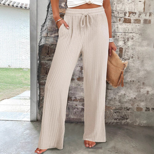 Damen Weiche Rippstrick-Hose mit elastischem Bund und praktischen Taschen Heidi-Mode