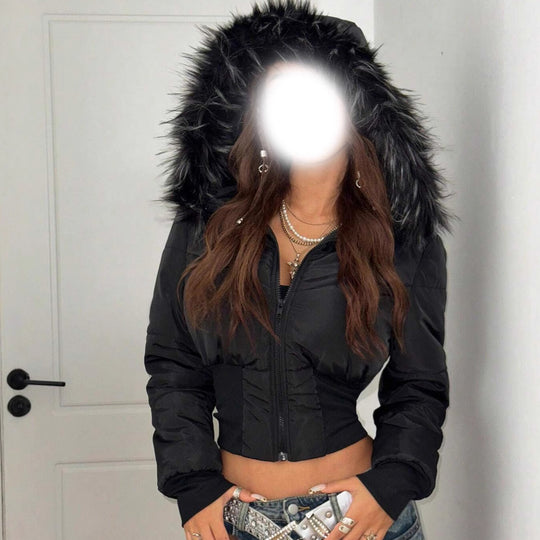 Damen kuschelige Kapuzenjacke mit abnehmbarem Kunstfell Heidi-Mode