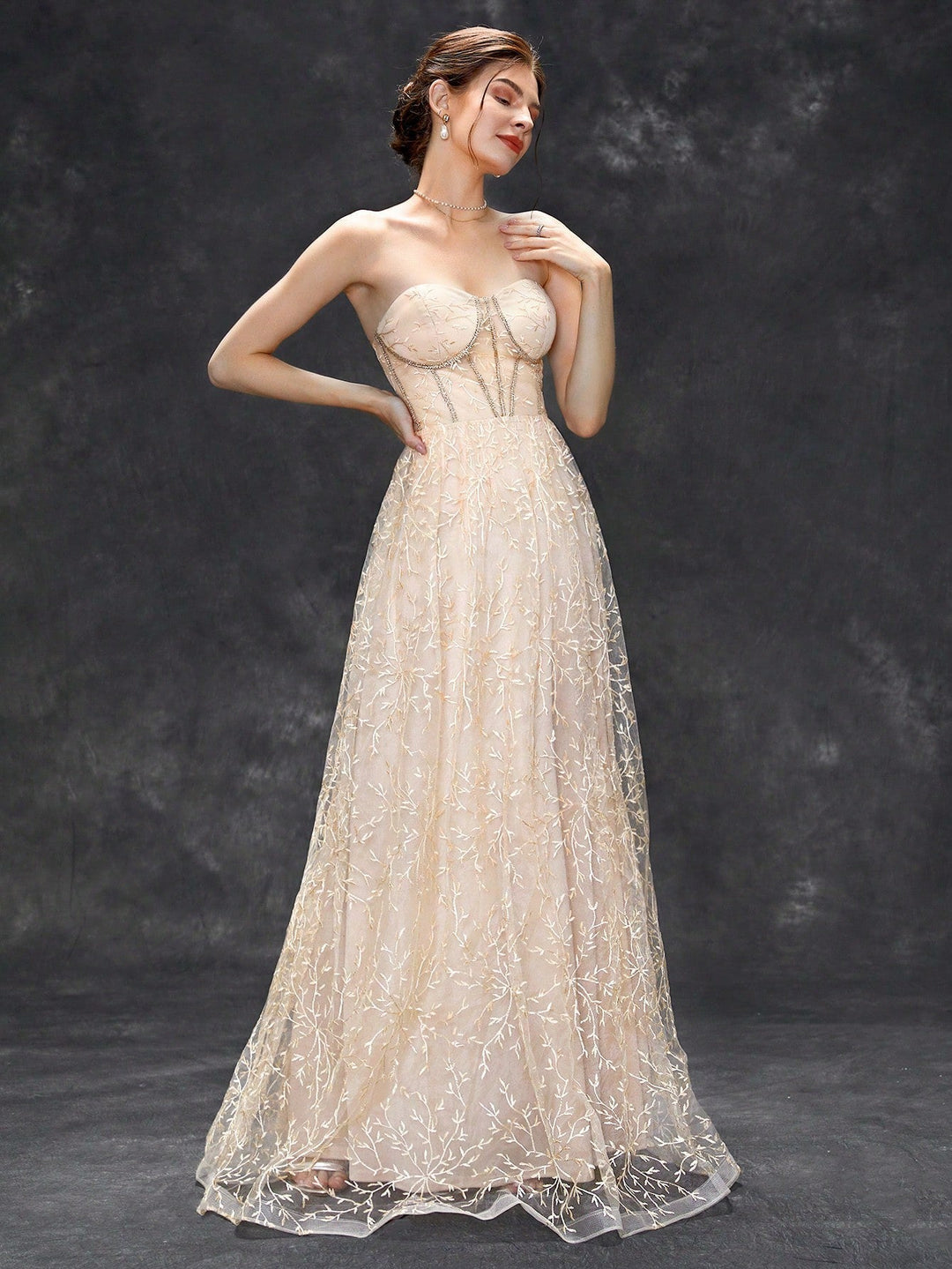 Heidi-Mode | Champagne Tube Zum Gipfel Kleid Maxi Kleid Slim Fit Super Fairy Schlankmachendes Abendkleid Fest Cocktail Kleid