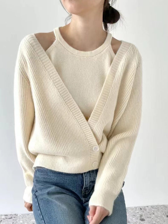 Damen Strickjacke mit offenem Schnitt und Rippstruktur Heidi-Mode