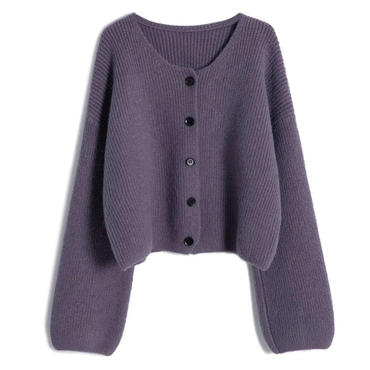 Damen modischer Short Cardigan mit feiner Rippstruktur und Knopfdetaillierung Heidi-Mode