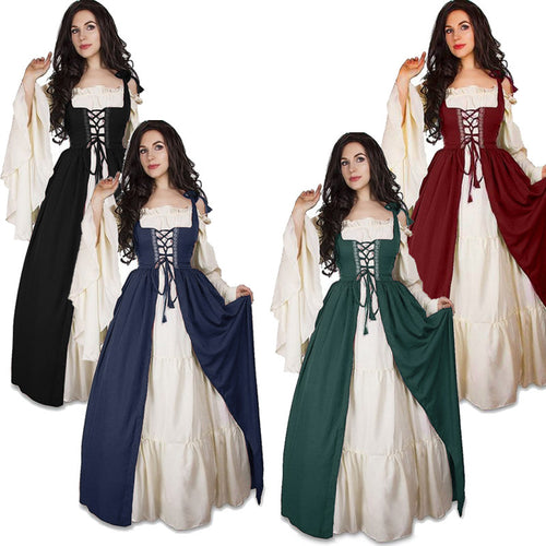 Damen historisches Kleid mit romantischem V-Ausschnitt und voluminösen Ärmeln Heidi