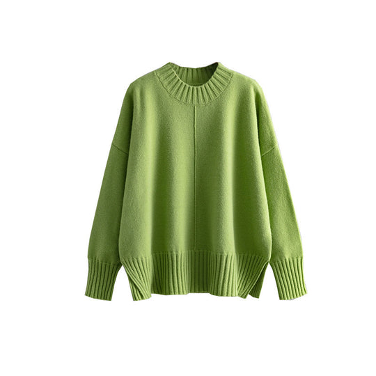 Damen Oversized Strickpullover mit Rippenbund Heidi-Mode