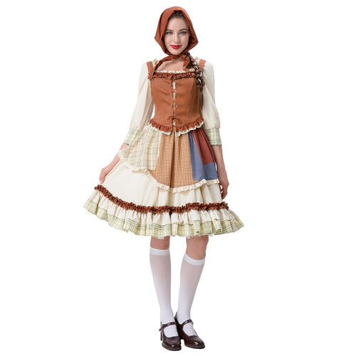 Damen historisches Trachtenkleid mit detailverliebt gestaltetem Oberteil und voluminösem Rock Heidi
