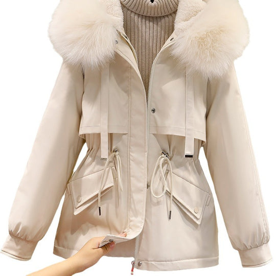 Damen Winterjacke mit funktionalem Reißverschluss und abnehmbarem Kunstpelzkragen Heidi-Mode