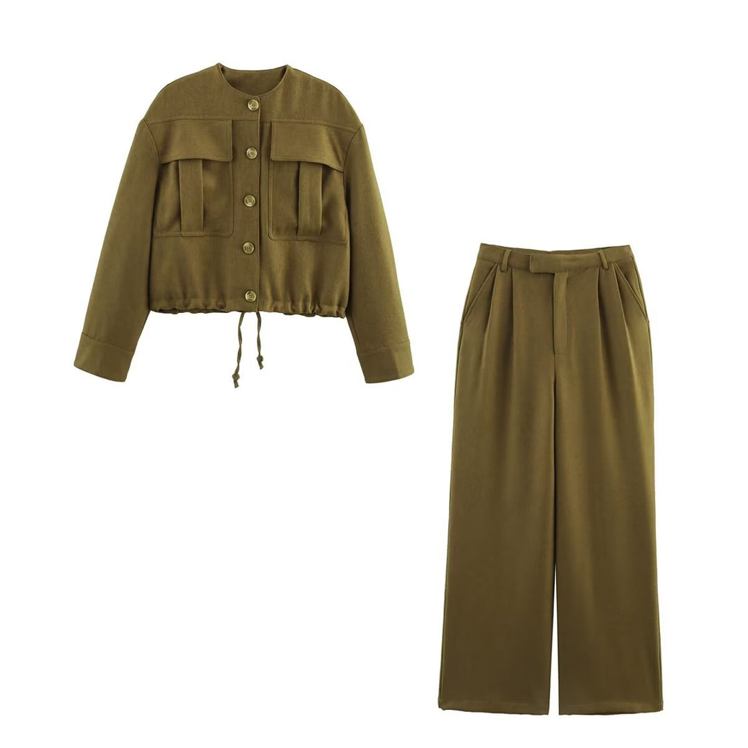 Damen weite Hose mit hohem Bund und Faltenwurf Heidi-Mode