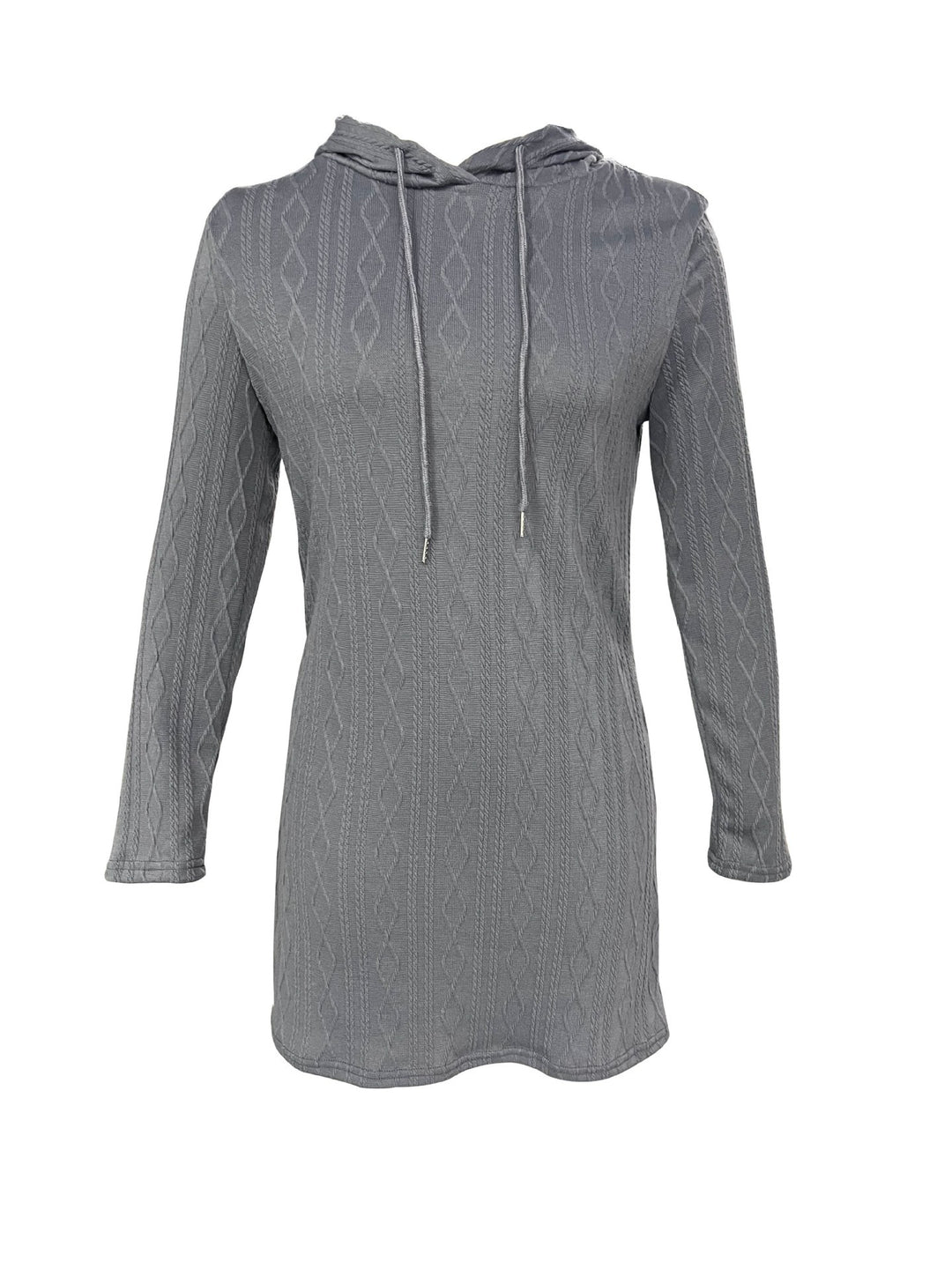 Damen Kapuzenkleid mit strukturiertem Strickmuster und lässigem Schnitt Heidi-Mode