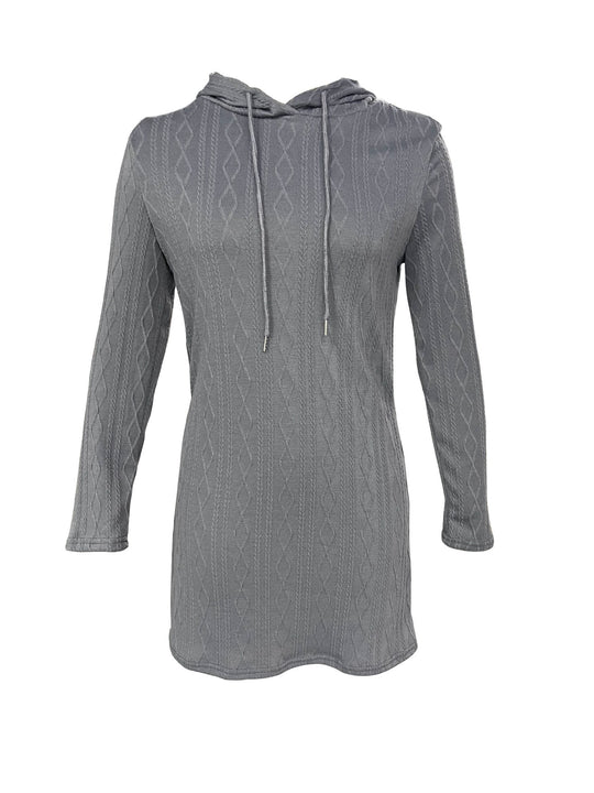 Damen Kapuzenkleid mit strukturiertem Strickmuster und lässigem Schnitt Heidi-Mode