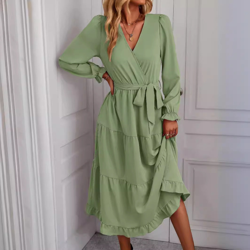 Damen Wickelkleid mit Volantärmeln und elegantem Schnitt Heidi-Mode