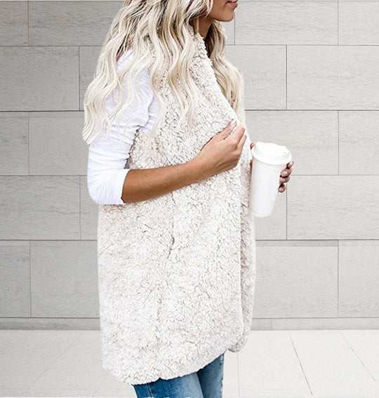 Damen Kuschelige Weste aus Lammfellimitat Heidi-Mode