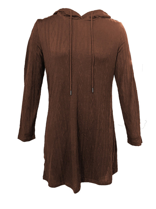 Damen Kapuzenkleid mit strukturiertem Strickmuster und lässigem Schnitt Heidi-Mode
