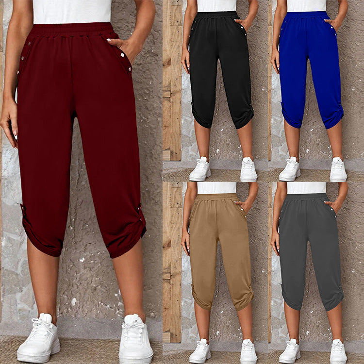 Damen sportliche Freizeithose mit elastischem Bund und praktischen Seitentaschen Heidi-Mode
