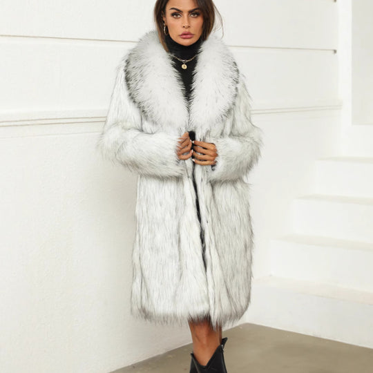 Damen Luxuriöser Kurzmantel aus Kunstpelz mit voluminösem Kragen Heidi-Mode