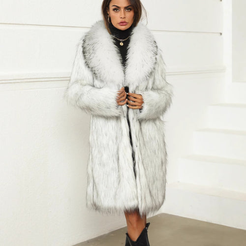Damen Luxuriöser Kurzmantel aus Kunstpelz mit voluminösem Kragen Heidi-Mode