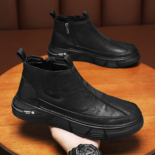Femme Stylische Leder Stiefeletten Heidi-Mode