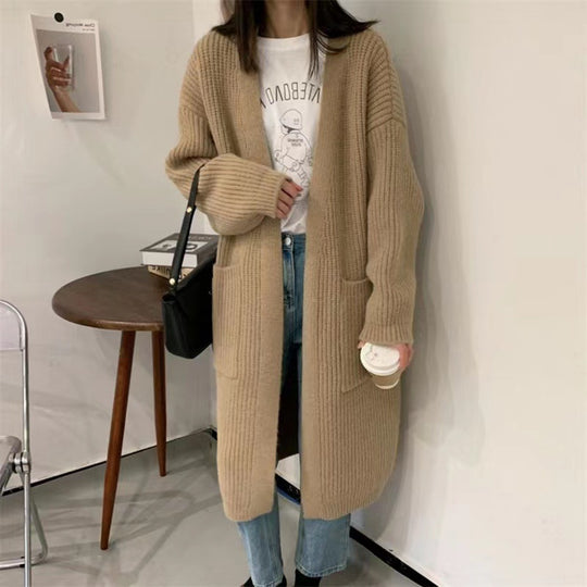 Damen Strickcardigan mit lockerer Silhouette und tiefen Taschen Heidi-Mode