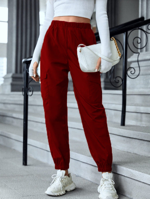 Damen Cargo-Hose im sportiven Design mit elastischem Bund und praktischen Taschen Heidi-Mode