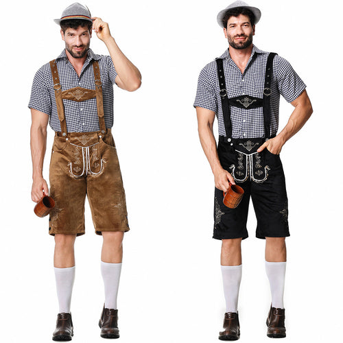 Herren Trachtenbermuda mit kunstvoller Stickerei und verstellbaren Hosenträgern Heidi